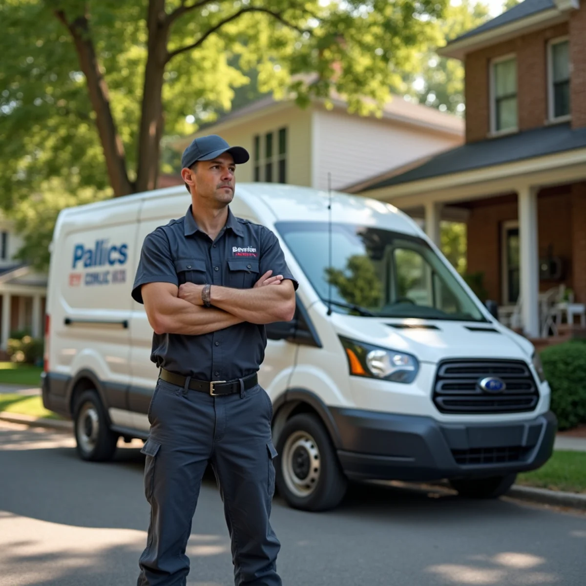 HVAC technician performing heat pump repair on residential property in Benson NC